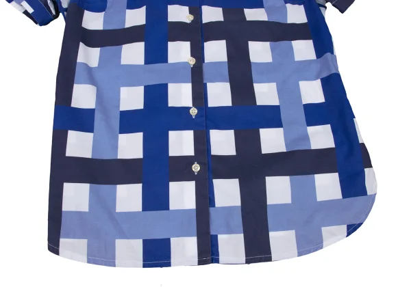 NARACAMICIE Line Check Pattern Cotton Short Sleeve Shirt K-174812_011
