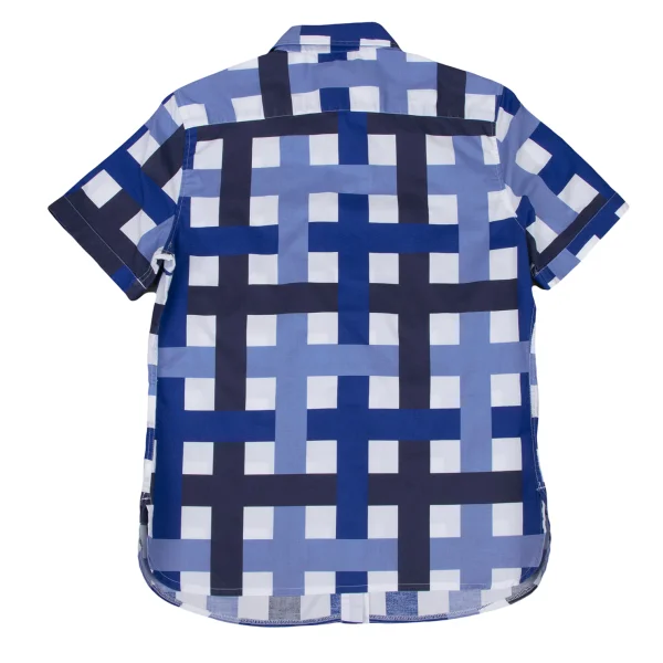 NARACAMICIE Line Check Pattern Cotton Short Sleeve Shirt K-174812_014