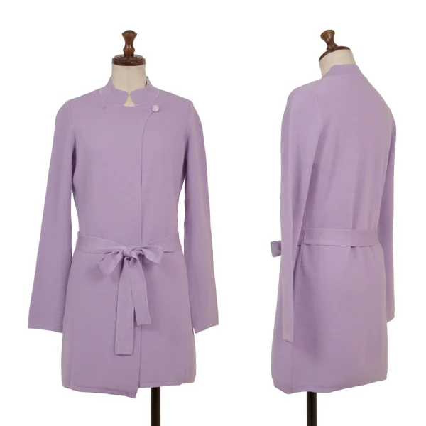 NARACAMICIE Blended Fabric Stand Collar Knit Cardigan Purple 1 K-174813_001