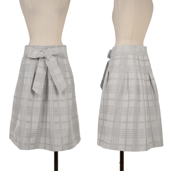 NARACAMICIE Graph Check Pleated Skirt Silver 2 K-174814_001