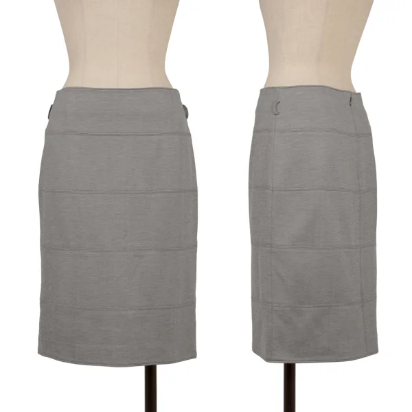 NARACAMICIE Mixed Fabric Switching A-line Skirt Grey 1 K-174815_001