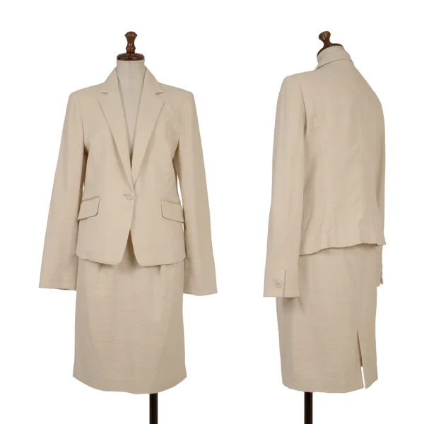 NARACAMICIE Cotton Blend Lame Tuck Jacket & Skirt Beige 2 1 K-174819_001