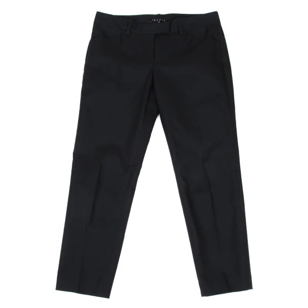 Theory Stretch Cotton Center Pleat Tapered Pants Black 2 K-174820_001