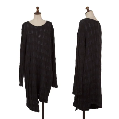 Y's Check Pattern Wool Cotton Knit Tunic