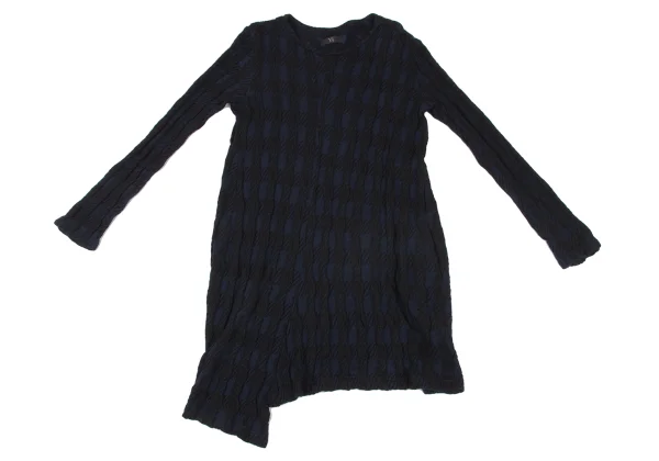 Y's Check Pattern Wool Cotton Knit Tunic K-174825_002