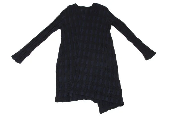 Y's Check Pattern Wool Cotton Knit Tunic K-174825_011