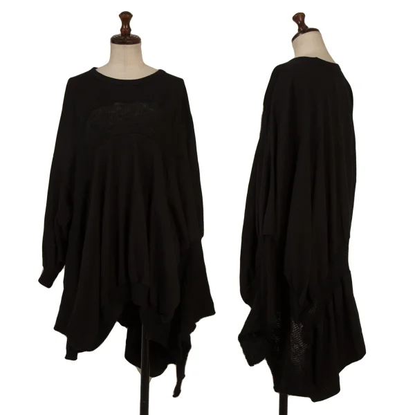 Y's Knit Switching Asymmetry Tunic Black 2 K-174826_001