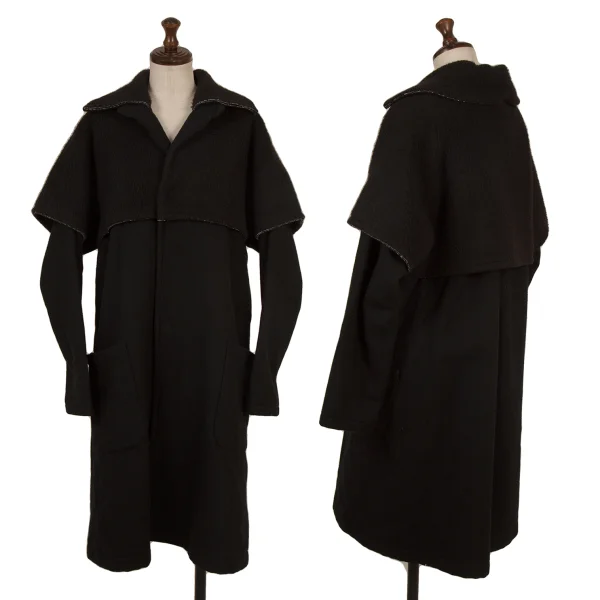 Y's Layered Wool Snap Button Coat Black 2 K-174827_001