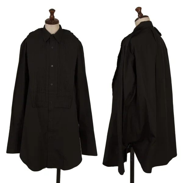 Yohji Yamamoto FEMME Pleats Pasted Cotton Shirt Black 2 K-174832_001