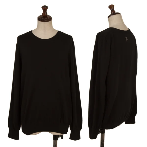 Yohji Yamamoto FEMME Cashmere Blended Cotton Knit Sweater Black 2 K-174833_001
