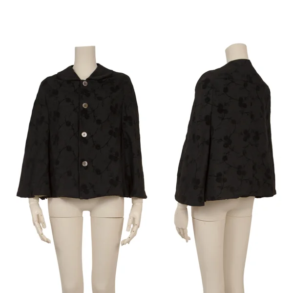 tricot COMME des GARCONS Flocked Floral Print Wool Jacket Black S K-174842_001