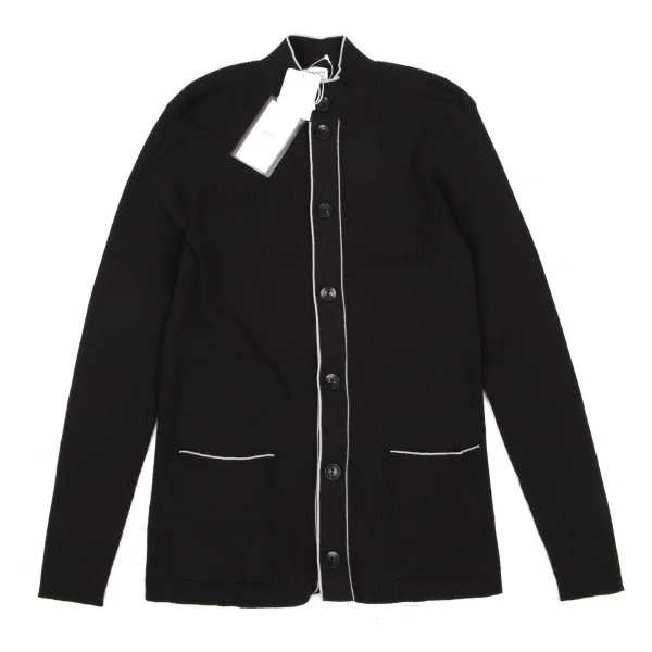 ARMANI COLLEZIONI Rayon Blend Ribbed Cardigan Charcoal 46 K-174873_001