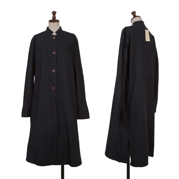 EMPORIO ARMANI Cotton Band Collar Long Dress Navy 42 K-174875_001