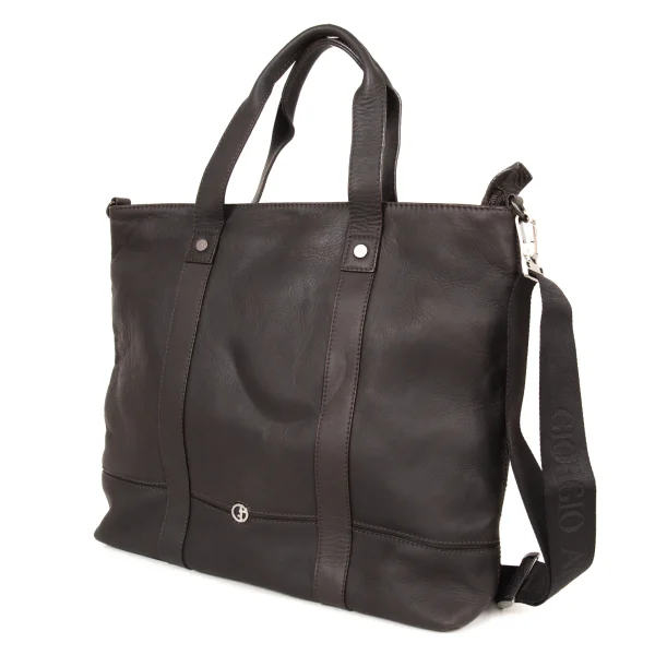 GIORGIO ARMANI 2way Leather Shoulder Bag Brown  K-174887_001