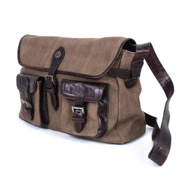 GIORGIO ARMANI Leather Switching Messenger Bag Brown  K-174888_001