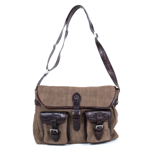 GIORGIO ARMANI Leather Switching Messenger Bag K-174888_002