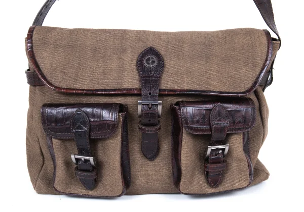 GIORGIO ARMANI Leather Switching Messenger Bag K-174888_003