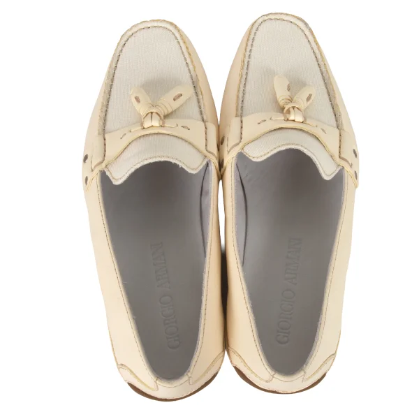 GIORGIO ARMANI Canvas Combination Leather Driving Shoes K-174891_008