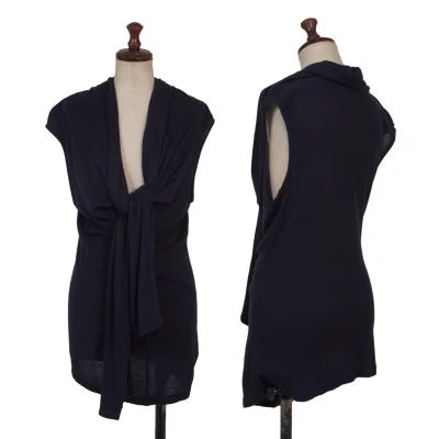 Yohji Yamamoto NOIR Draped Neck Rayon Silk Sleeveless Top 