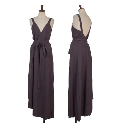 Jean Paul GAULTIER FEMME Wool Gabardine Side Pleated Wrap Shoulder Dress