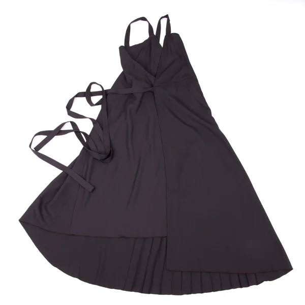 Jean Paul GAULTIER FEMME Wool Gabardine Side Pleated Wrap Shoulder Dress K-174911_002