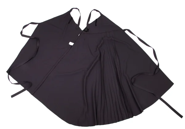 Jean Paul GAULTIER FEMME Wool Gabardine Side Pleated Wrap Shoulder Dress K-174911_007