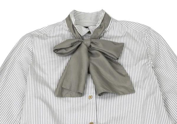 kolor Tie-neck Switching Sleeve Striped Blouse K-174914_003