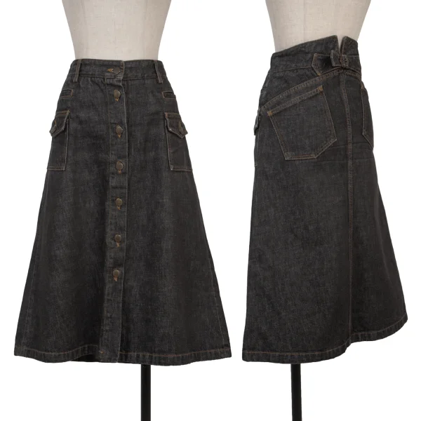 DOLCE&GABBANA Front Open Denim Skirt Black 38 K-174916_001