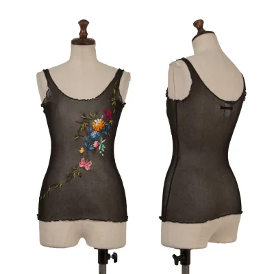 Jean Paul GAULTIER SOLEIL Floral Embroidered Mesh Tank Top
