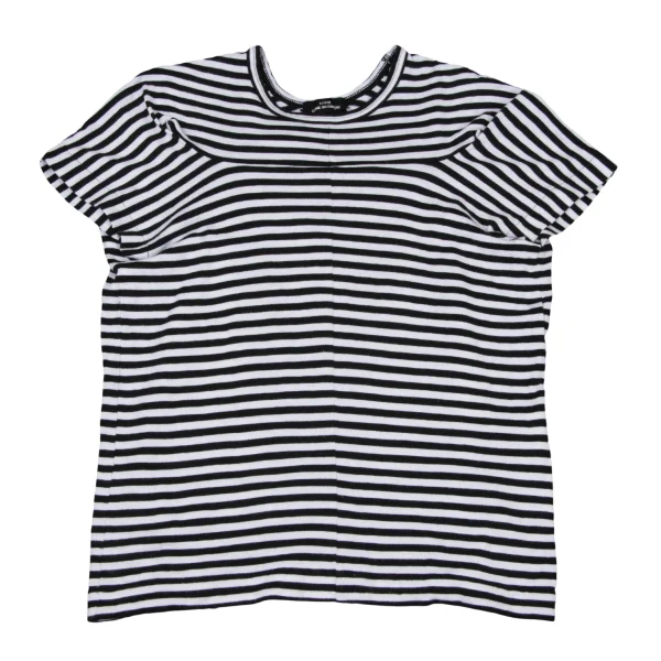 tricot COMME des GARCONS Dimensional Sleeves Asymmetry Hem Striped T-shirt White,Black XS-S K-174931_001