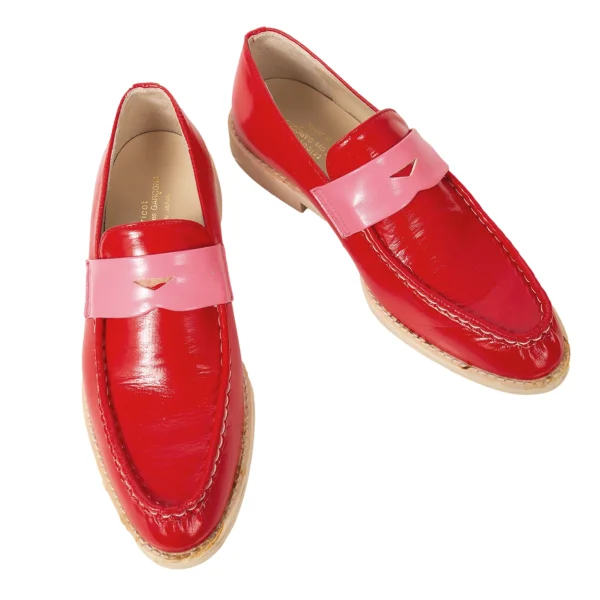 tricot COMME des GARCONS Bicolor Enamel Penny Loafers Red,Pink 22.5 K-174939_001