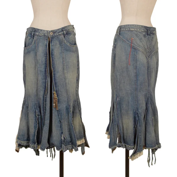 MARITHE + FRANCOIS GIRBAUD Cutting Hem Denim Skirt  Indigo S K-174942_001