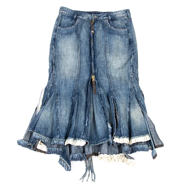 MARITHE + FRANCOIS GIRBAUD Cutting Hem Denim Skirt K-174942_002
