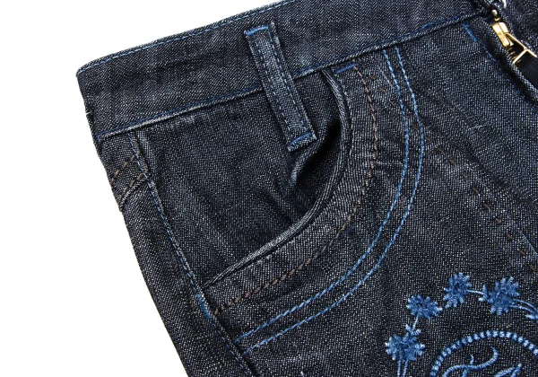 MARITHE + FRANCOIS GIRBAUD Cutting Hem Embroidery Denim Skirt K-174943_004