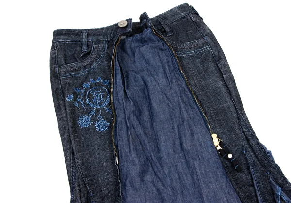 MARITHE + FRANCOIS GIRBAUD Cutting Hem Embroidery Denim Skirt K-174943_010