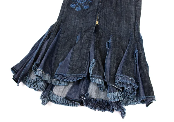 MARITHE + FRANCOIS GIRBAUD Cutting Hem Embroidery Denim Skirt K-174943_011