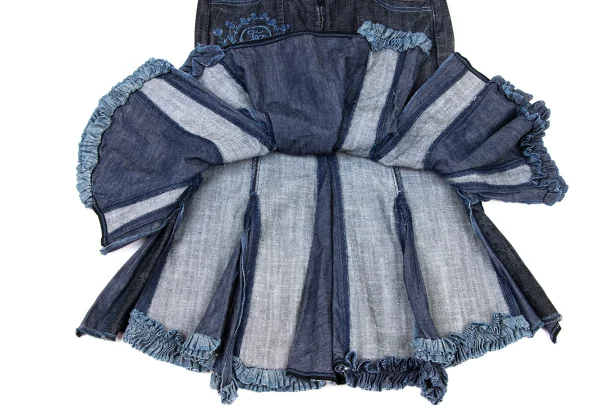 MARITHE + FRANCOIS GIRBAUD Cutting Hem Embroidery Denim Skirt K-174943_013