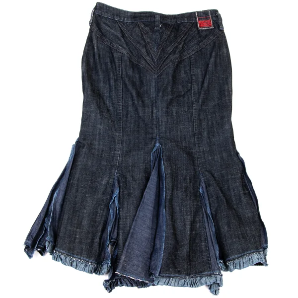 MARITHE + FRANCOIS GIRBAUD Cutting Hem Embroidery Denim Skirt K-174943_014