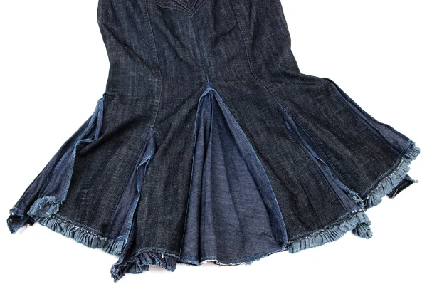 MARITHE + FRANCOIS GIRBAUD Cutting Hem Embroidery Denim Skirt K-174943_015