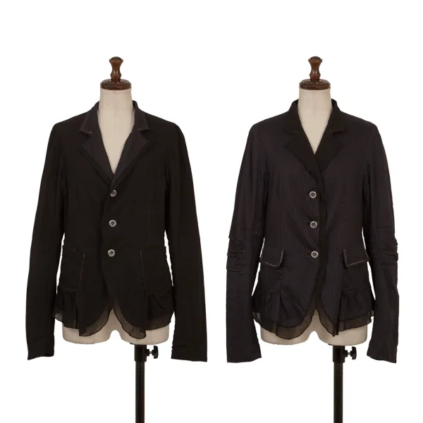 MARITHE + FRANCOIS GIRBAUD Stripe Reversible Jacket Black,Navy M K-174945_001
