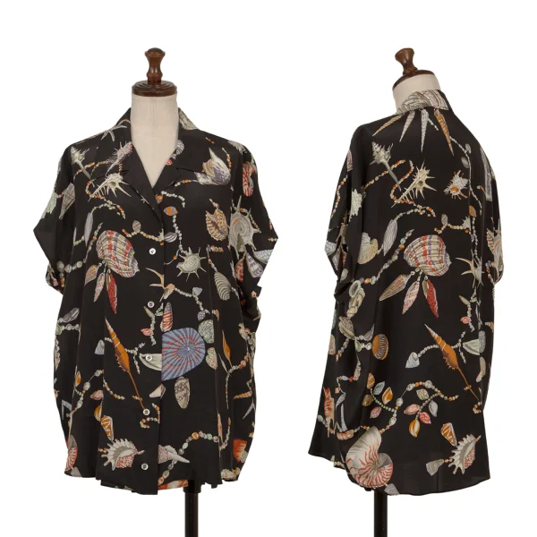 yoshie inaba Printed Silk Sleeveless Shirt Black 9 K-174949_001