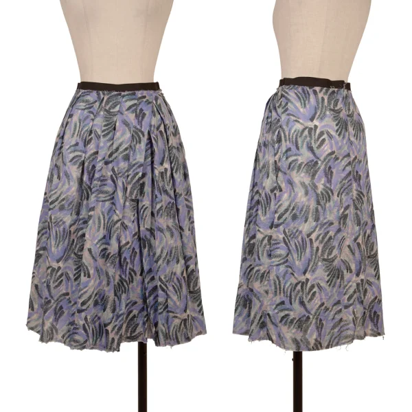 MARNI Graphic Printed Cotton Skirt Blue,Grey 38 K-174957_001