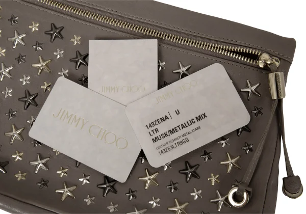 JIMMY CHOO Star-Studded Leather Clutch Bag K-174959_014