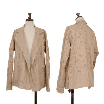 ISSEY MIYAKE HaaT Geometric Embroidery Buttonless Shirt Jacket