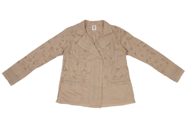 ISSEY MIYAKE HaaT Geometric Embroidery Buttonless Shirt Jacket K-174965_002