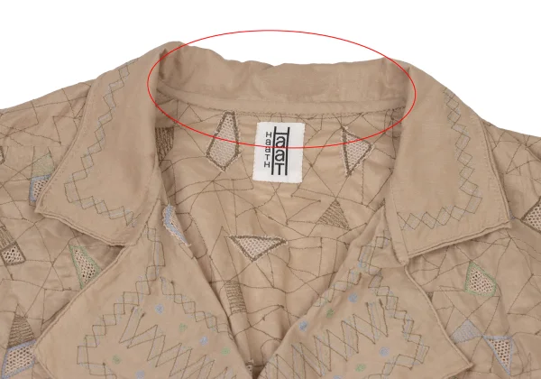 ISSEY MIYAKE HaaT Geometric Embroidery Buttonless Shirt Jacket K-174965_004