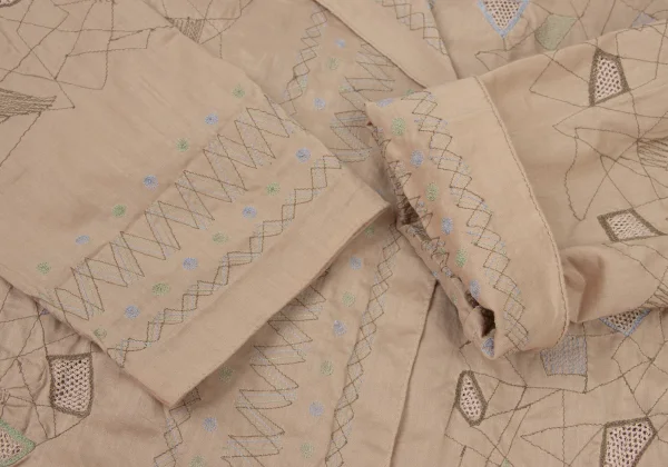 ISSEY MIYAKE HaaT Geometric Embroidery Buttonless Shirt Jacket K-174965_007