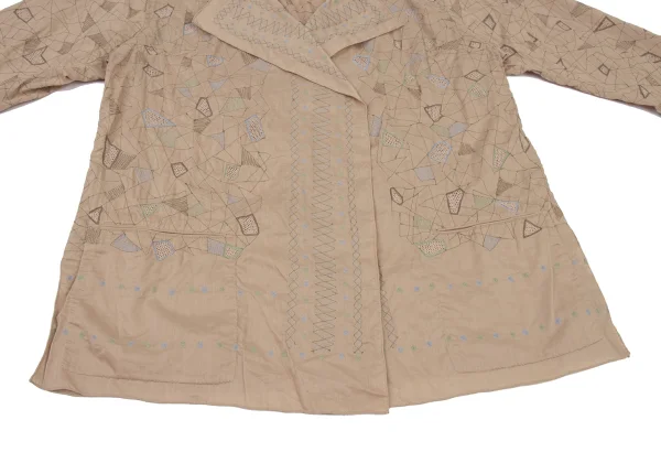 ISSEY MIYAKE HaaT Geometric Embroidery Buttonless Shirt Jacket K-174965_008