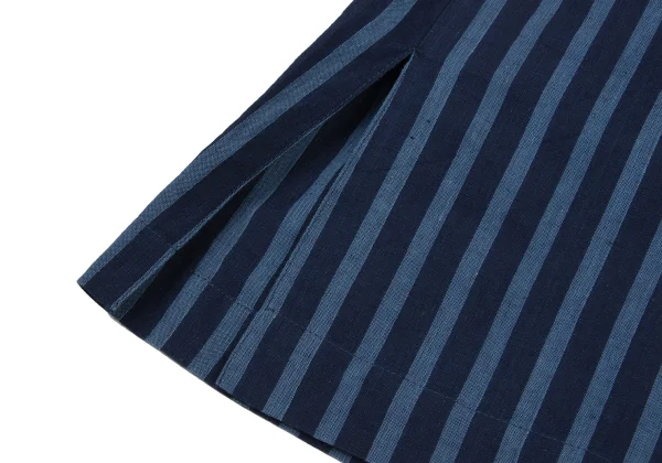 ISSEY MIYAKE PERMANENTE Cotton Linen Striped Collarless Jacket K-174968_009