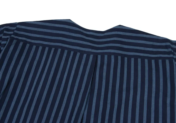 ISSEY MIYAKE PERMANENTE Cotton Linen Striped Collarless Jacket K-174968_012